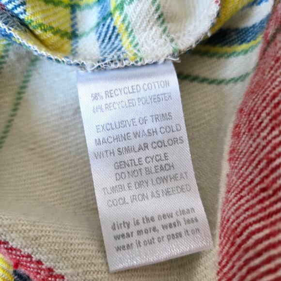 Toad & Co Mojo Plaid Oatmeal Button Up Flannel Long Sleeve Shirt Shacket Medium - Picture 10 of 11